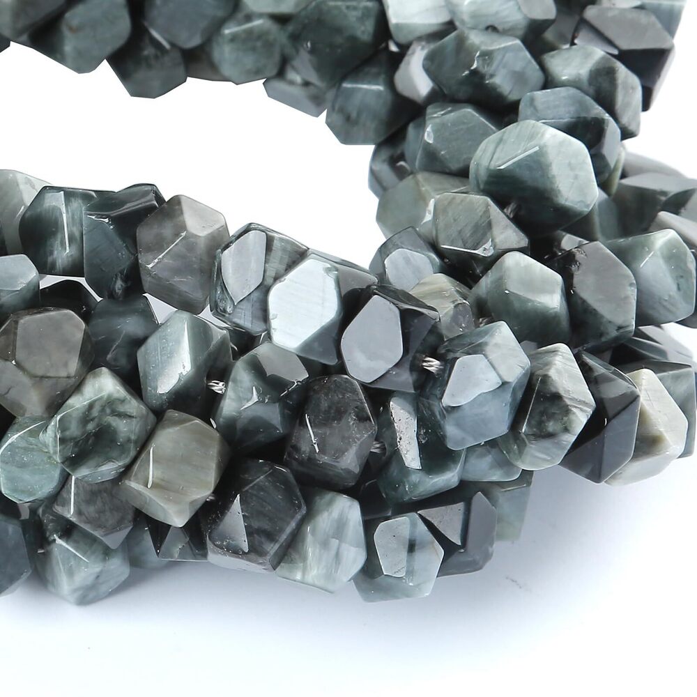 1433 6x11MM 50PCS Hawk Eye Gemstone Natural Stone Beads 15 Inch Irregular